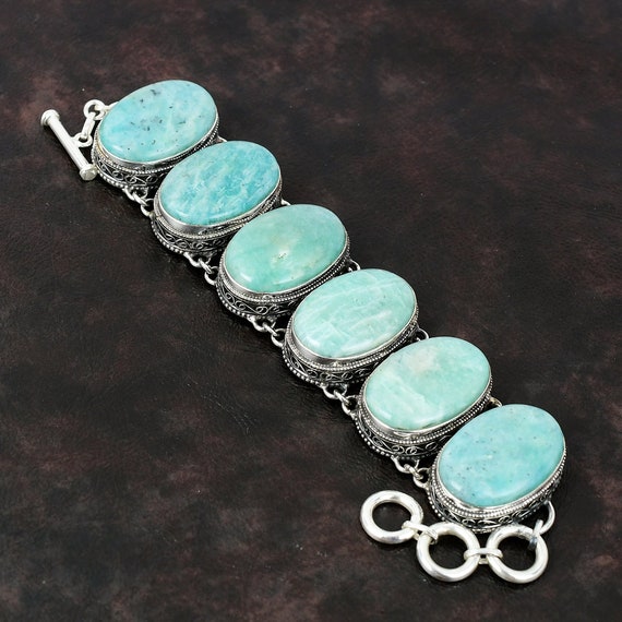 Amazonite Bracelet: Handmade 925 Sterling Silver Vintage Jewelry Amazonite Bracelet: Handmade 925 Sterling Silver Vintage Jewelry