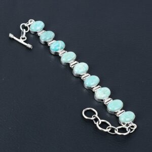 Handmade Amazonite Bracelet: Oval Gemstone, 925 Sterling Silver, Adjustable