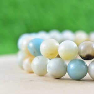 AMAZONITE Round Beaded Bracelet – Healing Crystals, Gemstone Bracelet