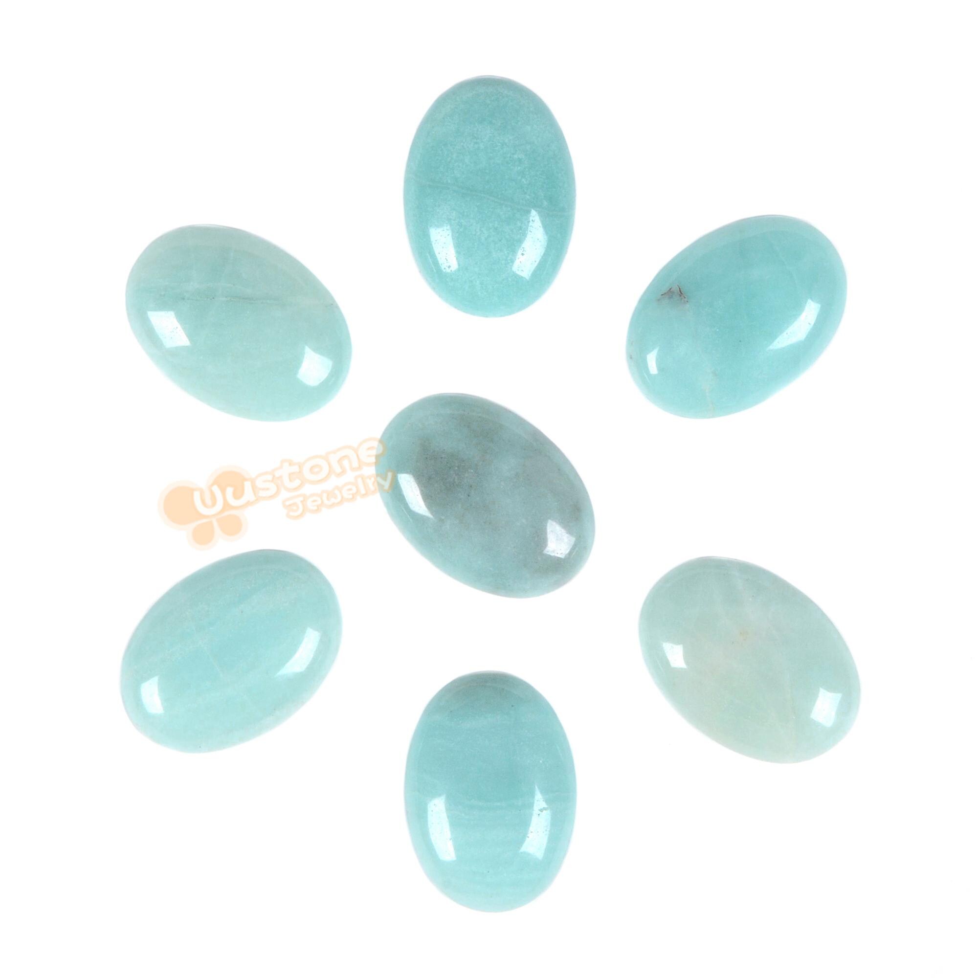 25mm Blue Amazonite Oval Flatback Cab Cabochon