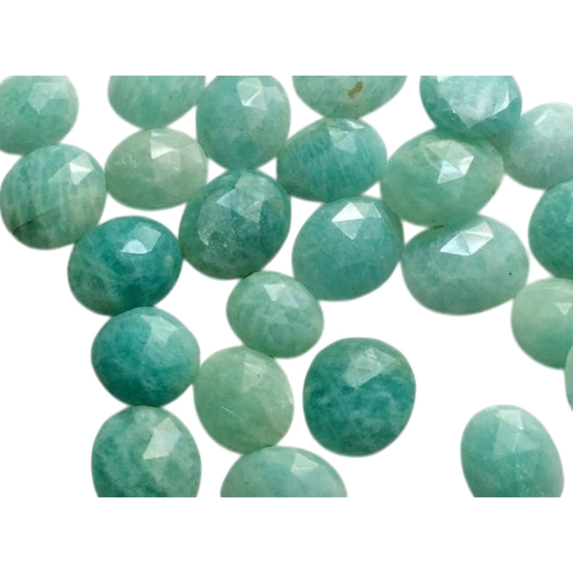 5 Pcs Amazonite Cabochons, Seafoam Amazonite Rose Cut Cabochons, Flat Back Cabochons, Loose Amazonite Gemstone, 12-13mm Approx - Psg406
