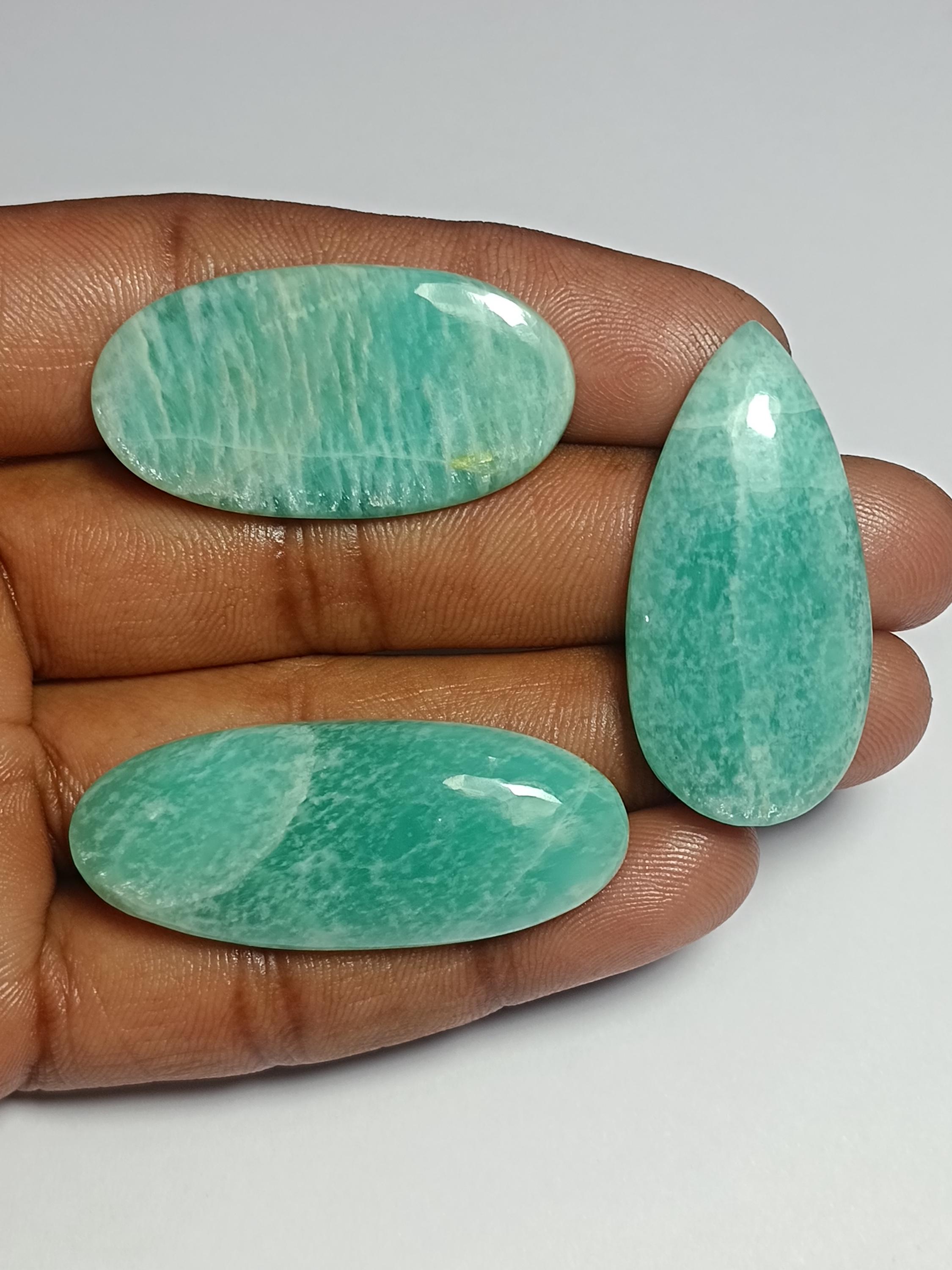 Amazonite Cabochons Lot: Semi Precious Gemstone, Jewelry Making (126 Cts)