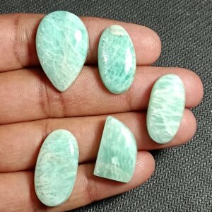 Amazonite Cabochons Lot: Semi Precious Gemstone, Jewelry Making (83 Cts)