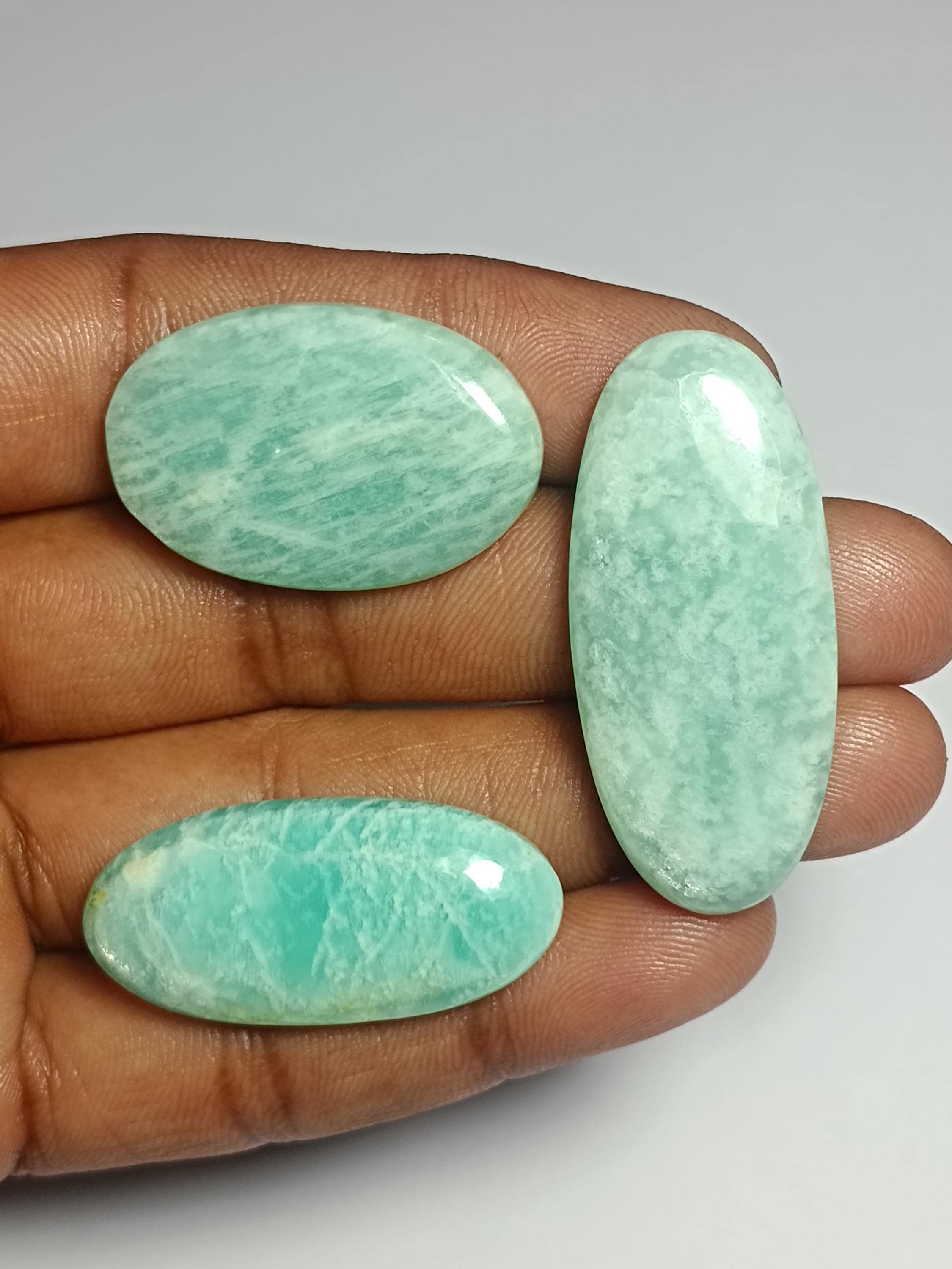 Amazonite Cabochons Lot: Semi Precious Gemstone, Jewelry Making (108 Cts)
