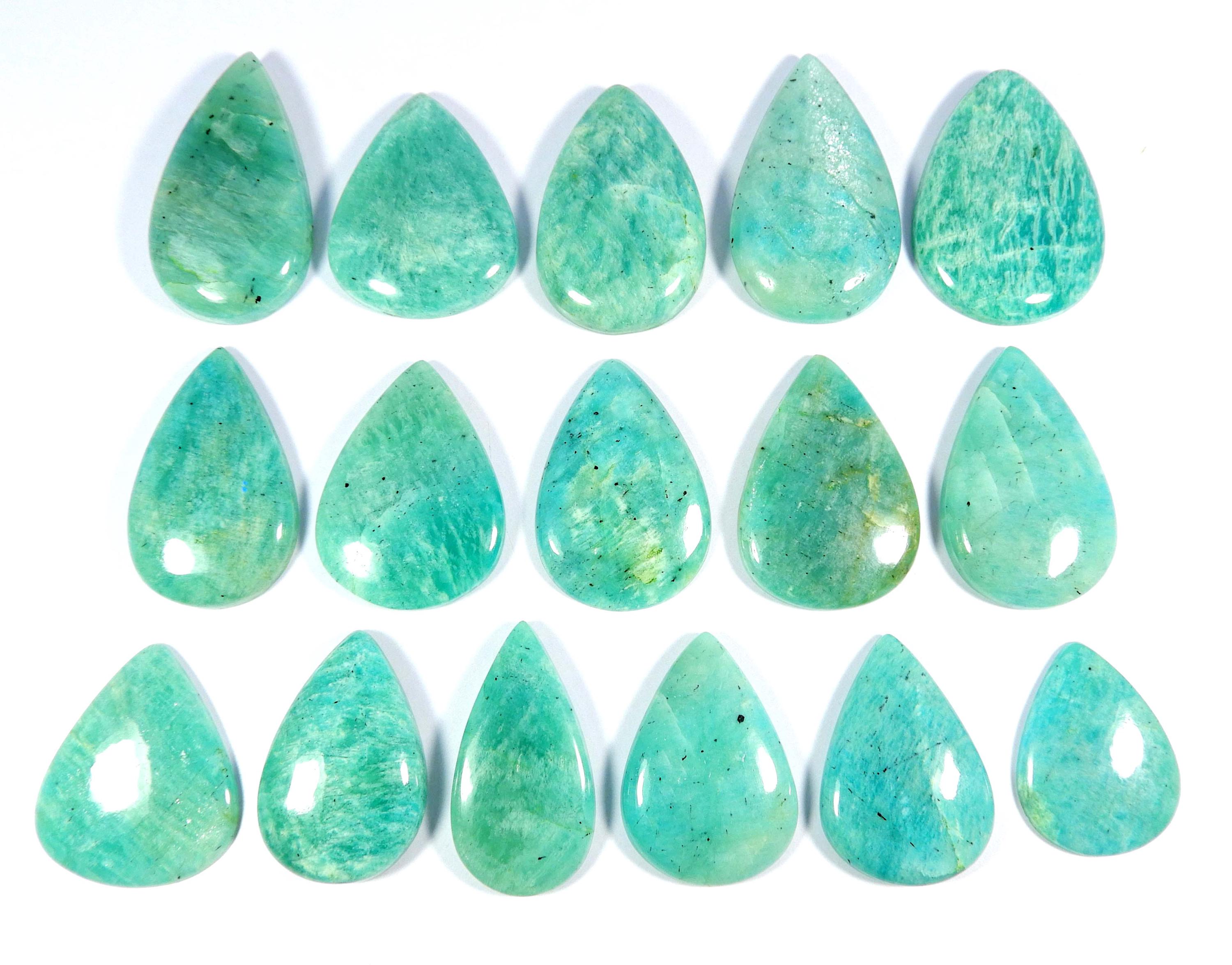 Natural Sparkle Green Amazonite Cabochon Pear Shape Loose Gemstone