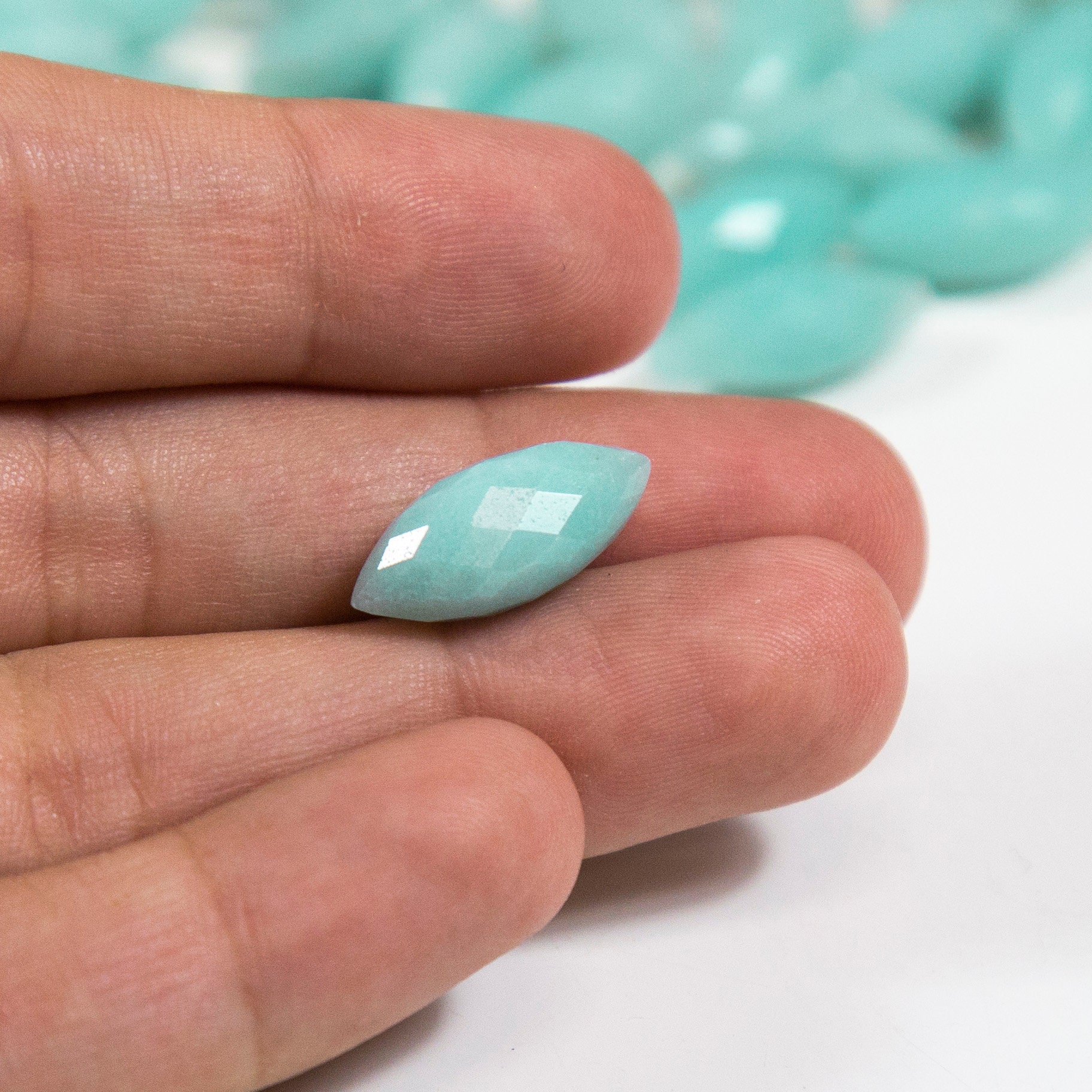 Amazonite Facted Cabochon (rk36b16-01)