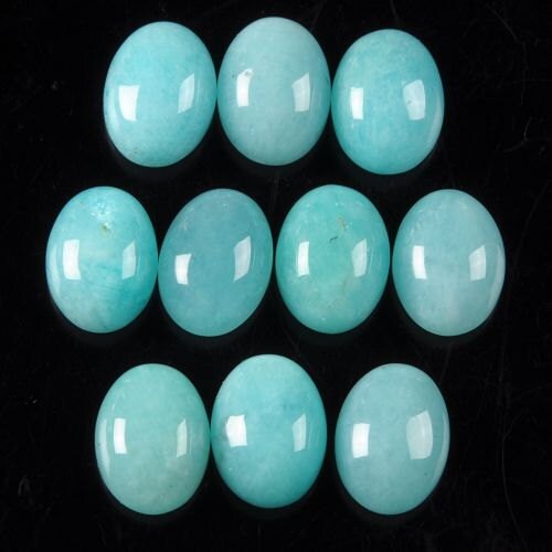 G2004 10 Pcs  8mm Amazonite Gemstone Oval Cab Cabochon