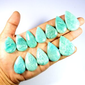 Natural Green Amazonite Cabochons Polished Gemstones Loose.