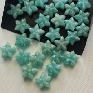 Amazonite Hand Carved Star Cabochons 10mm Rare Natural Amazonite Gemstone Carving Loose Carving for Jewelry 5 Pcs - ADG518