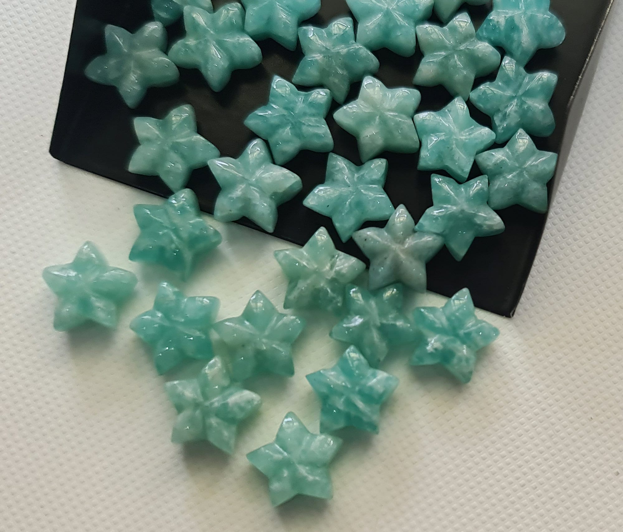 Amazonite Hand Carved Star Cabochons 10mm Rare Natural Amazonite Gemstone Carving Loose Carving For Jewelry 5 Pcs - Adg518