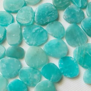 Natural Amazonite Cabochons, Smooth Plain Amazonite Free Form Shape Flat Back Cabochons For Jewelry, 11-14mm Loose Amazonite 5 Pcs - PKSG223