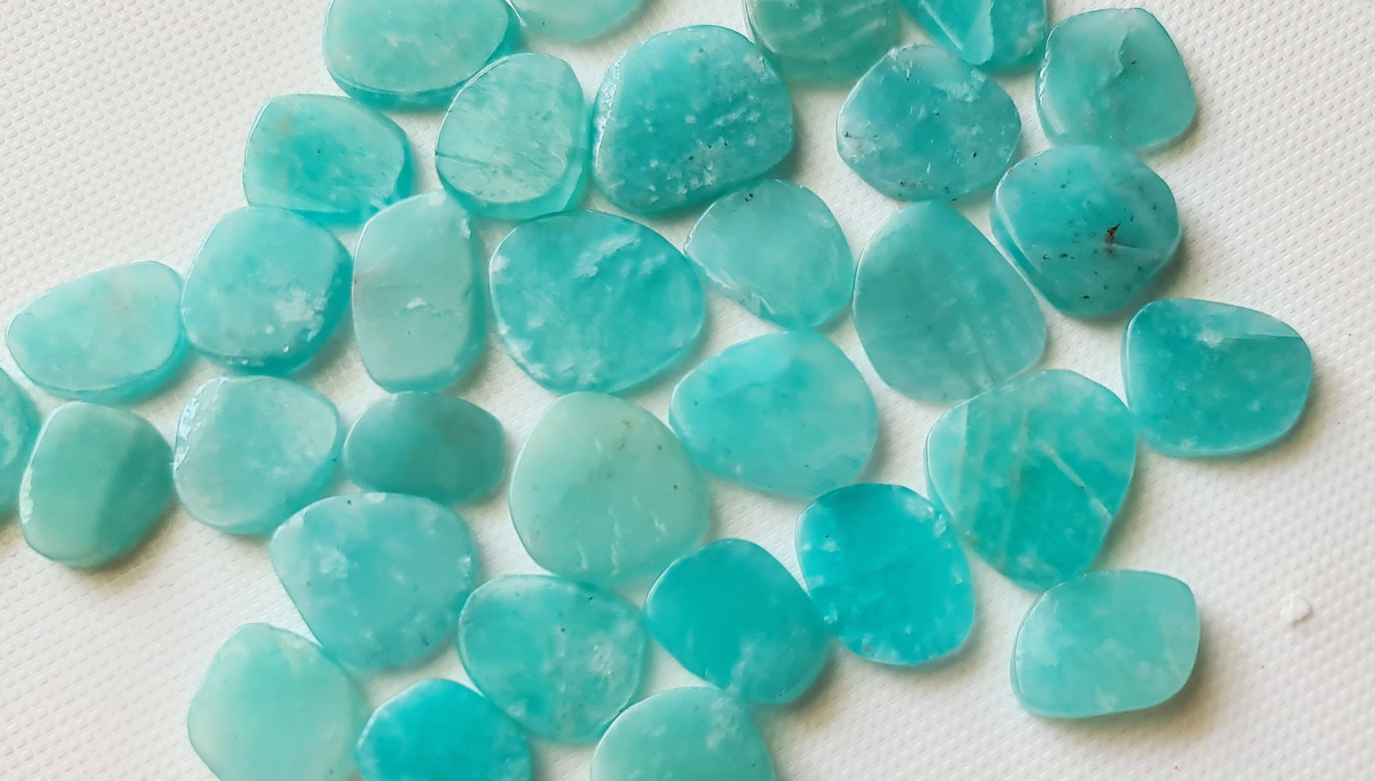 Natural Amazonite Cabochons, Smooth Plain Amazonite Free Form Shape Flat Back Cabochons For Jewelry, 11-14mm Loose Amazonite 5 Pcs - Pksg223