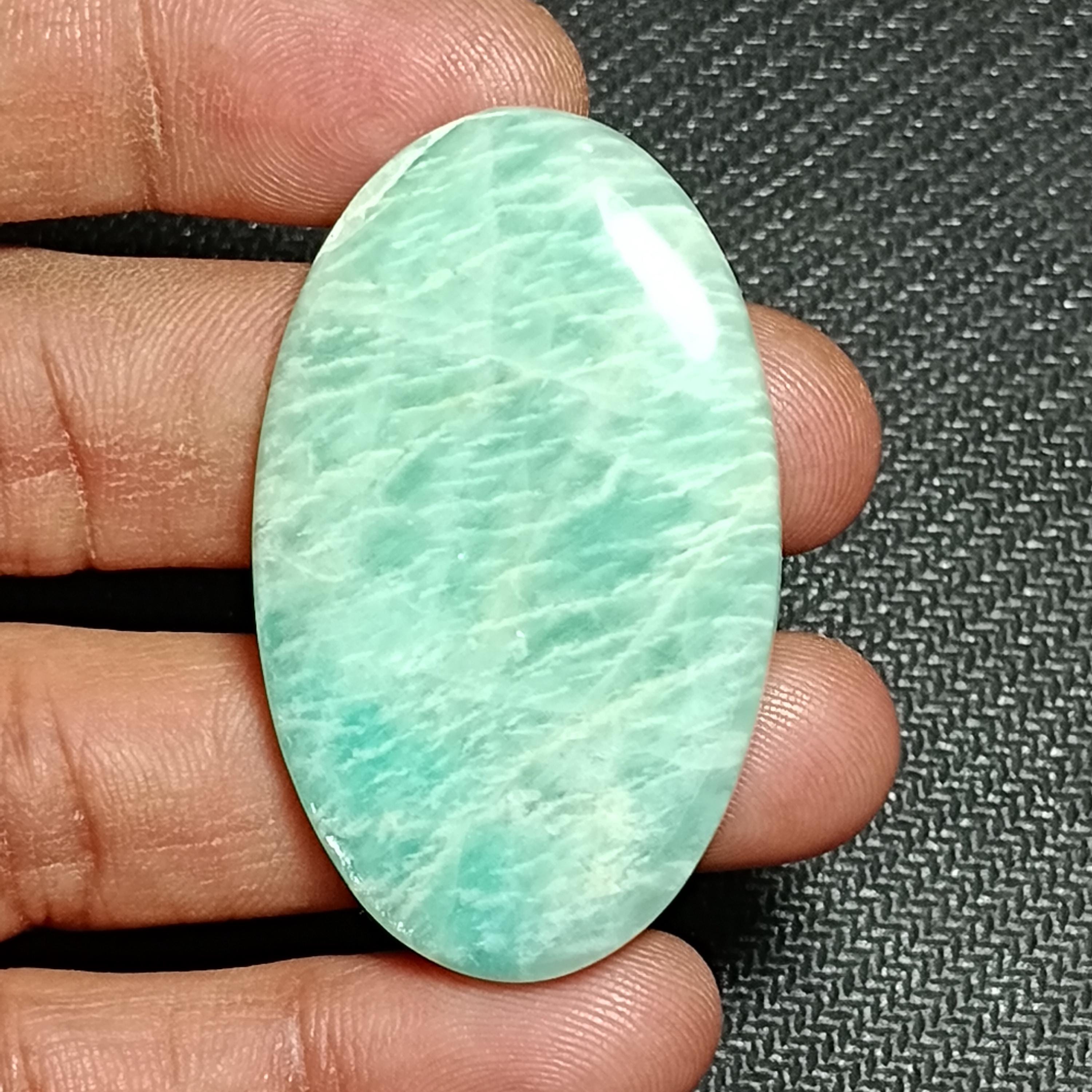 Natural Amazonite Cabochon: Loose Gemstone For Jewelry Making (73cts, 48x29mm)