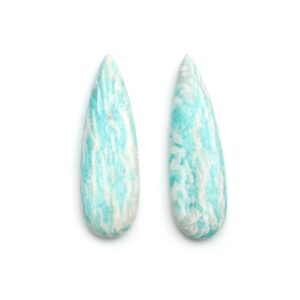 Natural Amazonite Smooth Pear Cabochon Loose Gemstone, 47x15mm, Amazonite Jewelry Handmade Gift For Women, Pair ( 2 Pieces )