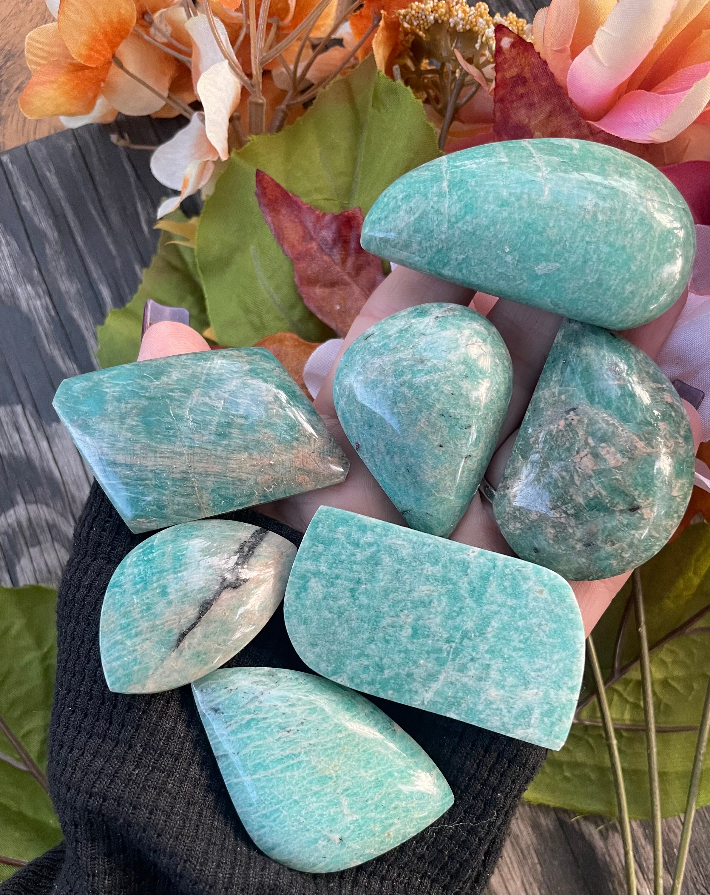 Amazonite Pocket Palm, Amazonite Cabochon, Qty. 1