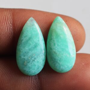 Amazonite Teardrop Cabochon Pair, Blue Green Gemstones (7x14 Or 12x36 Mm)