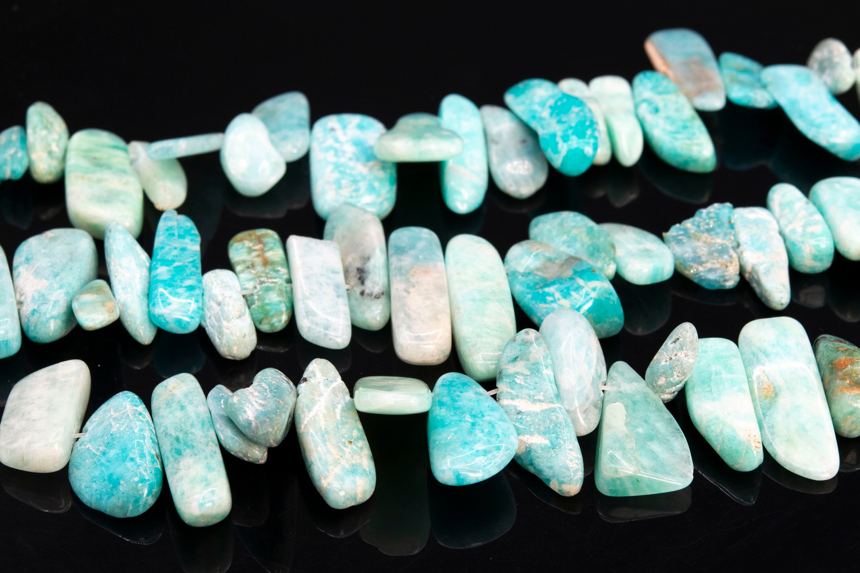 12-24x3-5mm Blue Green Amazonite Beads Stick Pebble Chip Genuine Natural Grade A Gemstone Loose Beads 15""/7.5bulk Lot Option (112840)