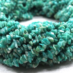 16" Natural Amazonite Gemstone Chip Beads: Polished Jewelry Making (4-5mm)