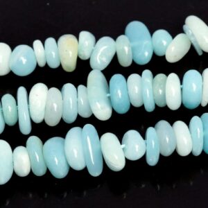 4-10MM Blue Amazonite Beads Pebble Chips Grade A Genuine Natural Gemstone Beads 15.5" Bulk Lot Options (108409)