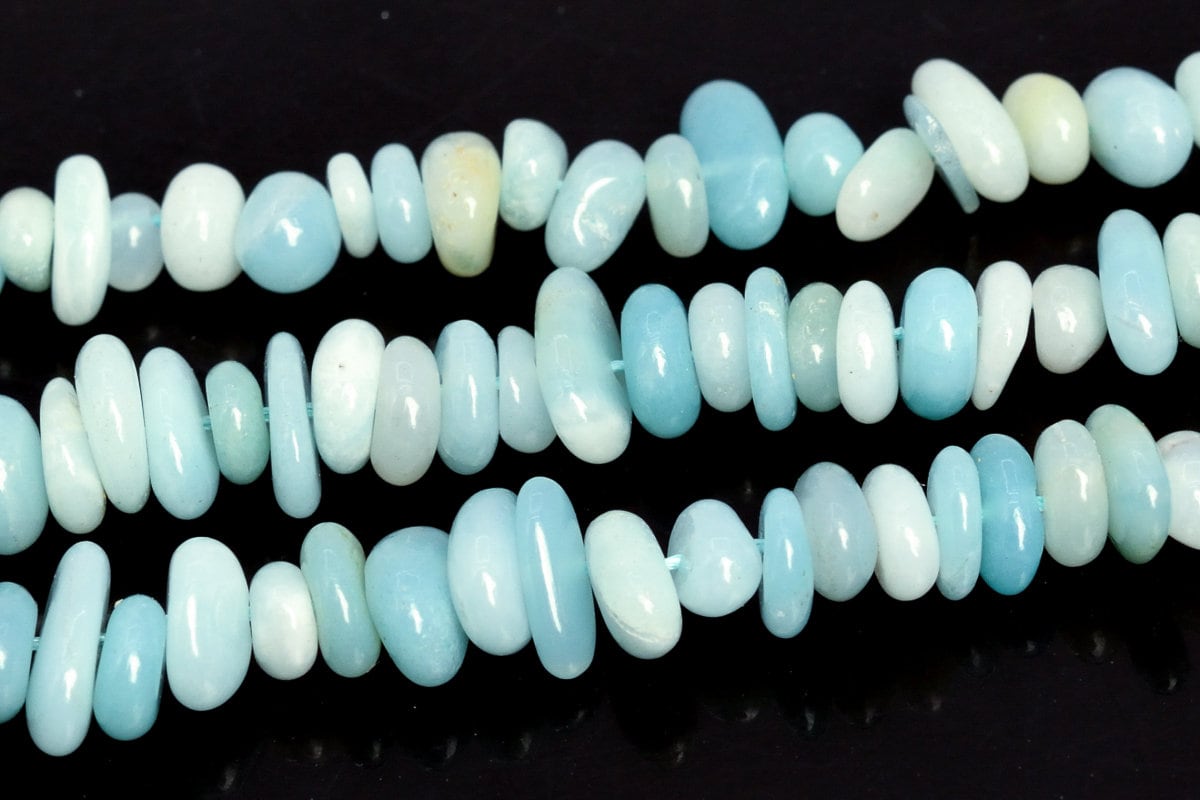 4-10mm Blue Amazonite Beads Pebble Chips Grade A Genuine Natural Gemstone Beads 15.5" Bulk Lot Options (108409)