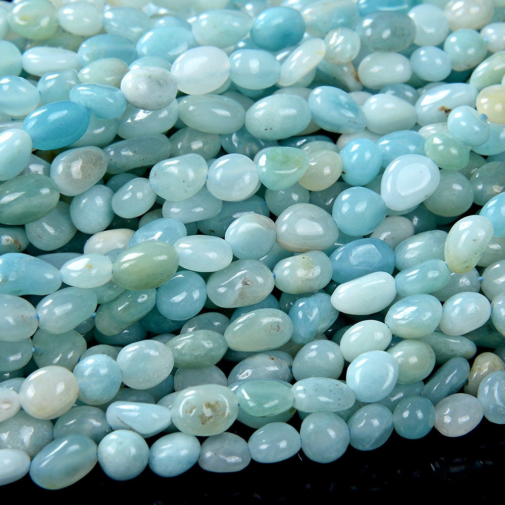 6-8mm Natural Amazonite Gemstone Pebble Nugget Loose Beads (d184)
