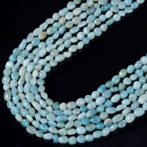 6-8MM Natural Amazonite Gemstone Pebble Nugget Loose Beads BULK LOT 1,2,6,12 and 50 (D184)