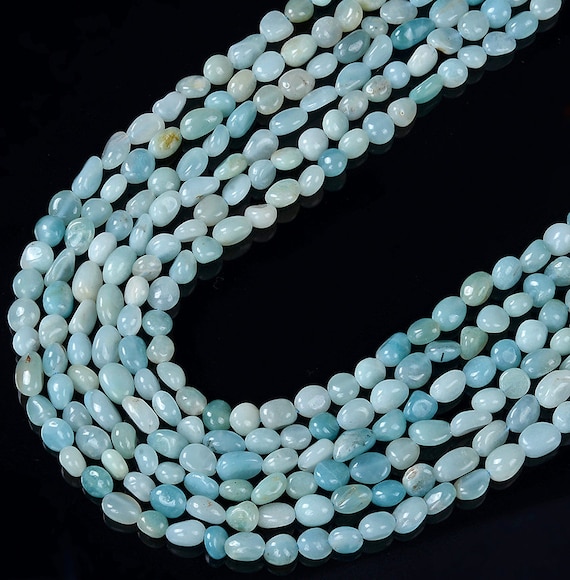 6-8mm Natural Amazonite Gemstone Pebble Nugget Loose Beads Bulk Lot 1,2,6,12 And 50 (d184)