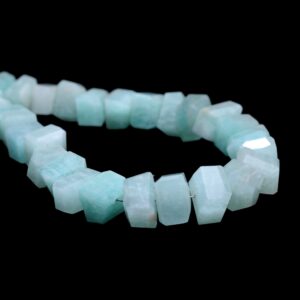 6mm-10mm Amazonite Loose Faceted Nuggets Fancy Beads | 7inch Strand | Natural Amazonite Semi Precious Gemstone Tumbled Cut Loose Beads