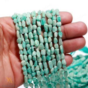 Aaa+ Blue Amazonite Smooth Nugget Beads,natural Amazonite Tiny Pebble Nugget Beads,13" Tumble Gemstone Beads For Handmade Jewelry
