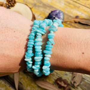 Aaa Natural Amazonite Chip Bracelet,healing Braclet,stretchy Chip Beads Bracelet,chip Stretchy String Bracelet.7.5 Inches Bracelet.