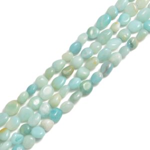 Blue Green Amazonite Smooth Pebble Nugget Beads Approx 8x12mm 15.5" Strand