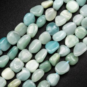 Genuine Natural Blue Green Amazonite Loose Beads Grade A Pebble Nugget Shape 7-9mm