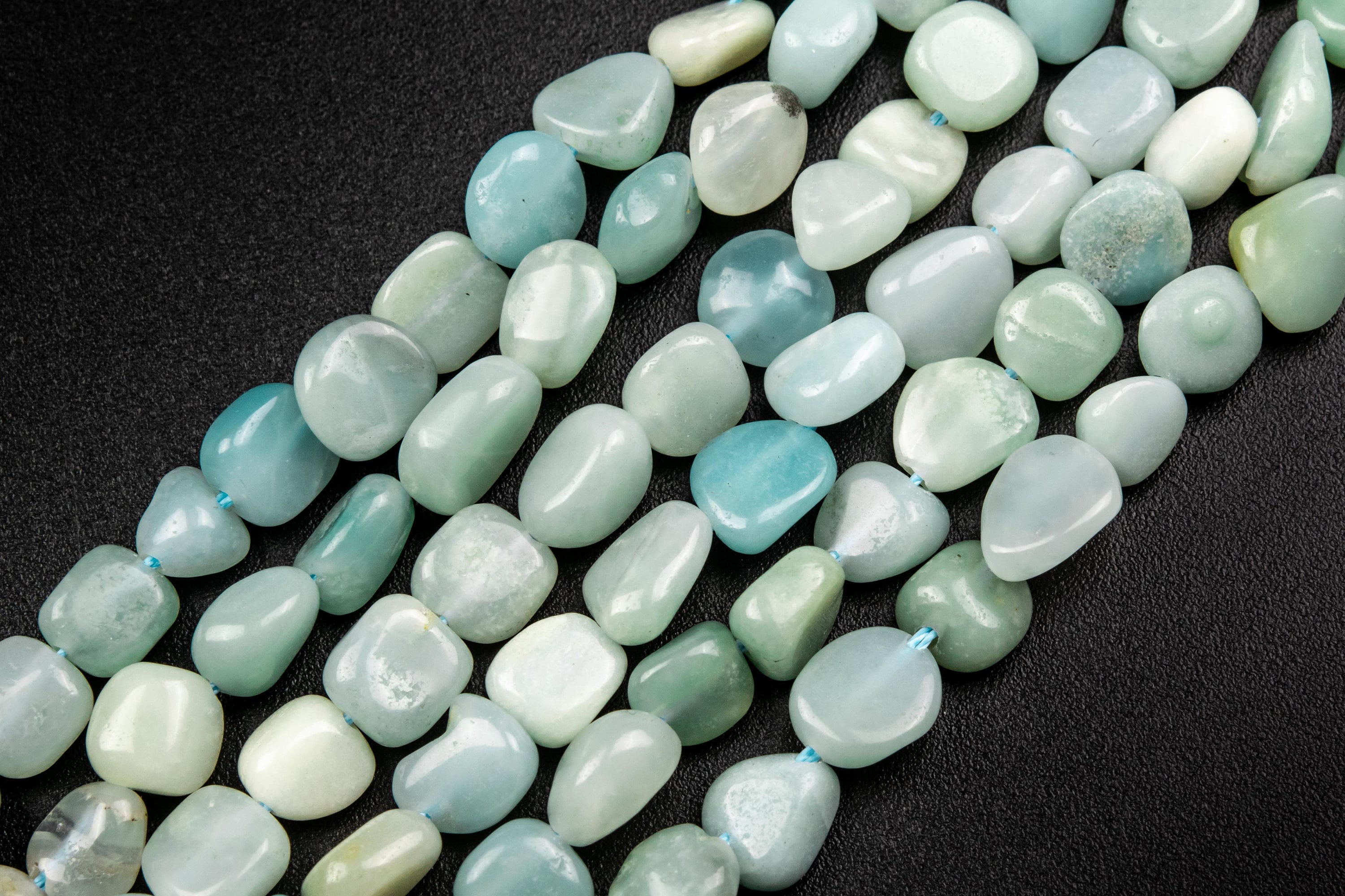 Genuine Natural Blue Green Amazonite Loose Beads Grade A Pebble Nugget Shape 7-9mm