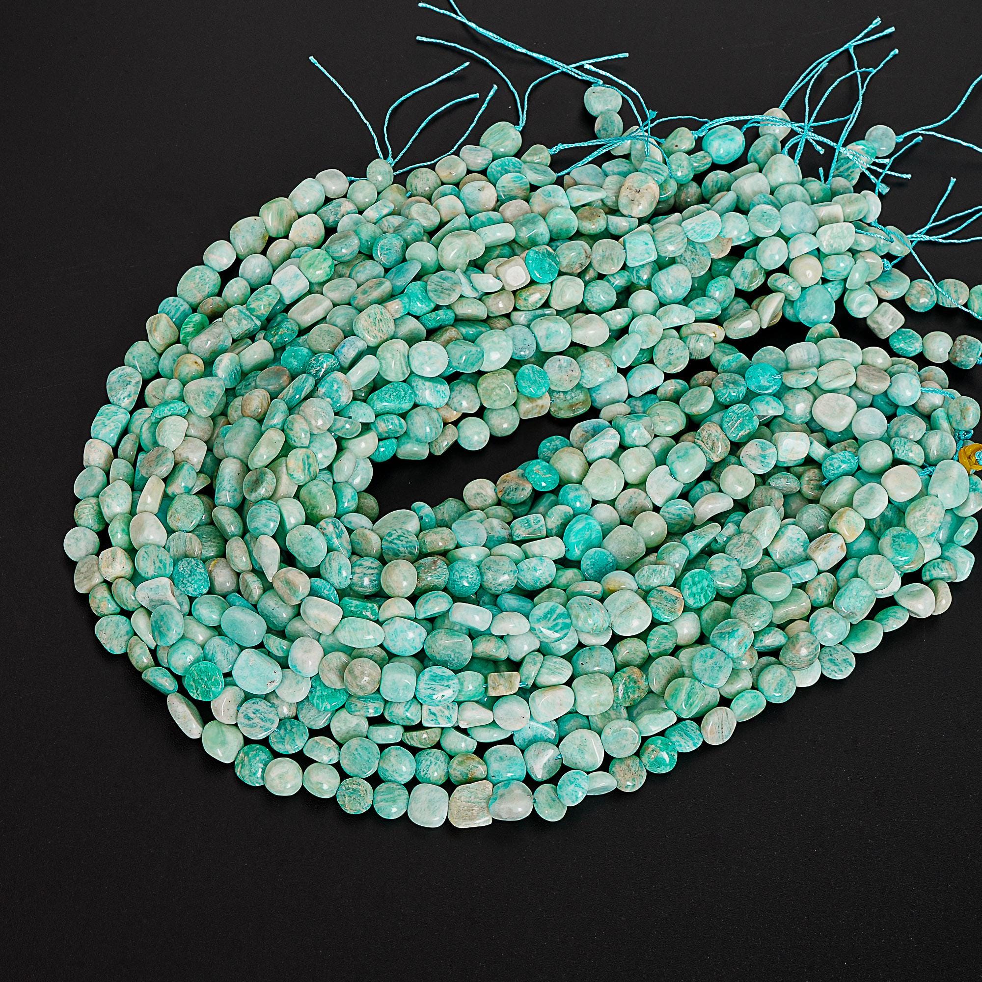 Genuine Natural Blue Green Irregular Amazonite Loose Beads Grade A Pebble Nugget Shape 8-10mm