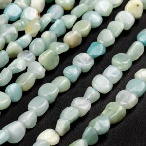 Genuine Natural Amazonite Gemstone Beads 7-9MM Blue Green Pebble Nugget A Quality Loose Beads (108437)