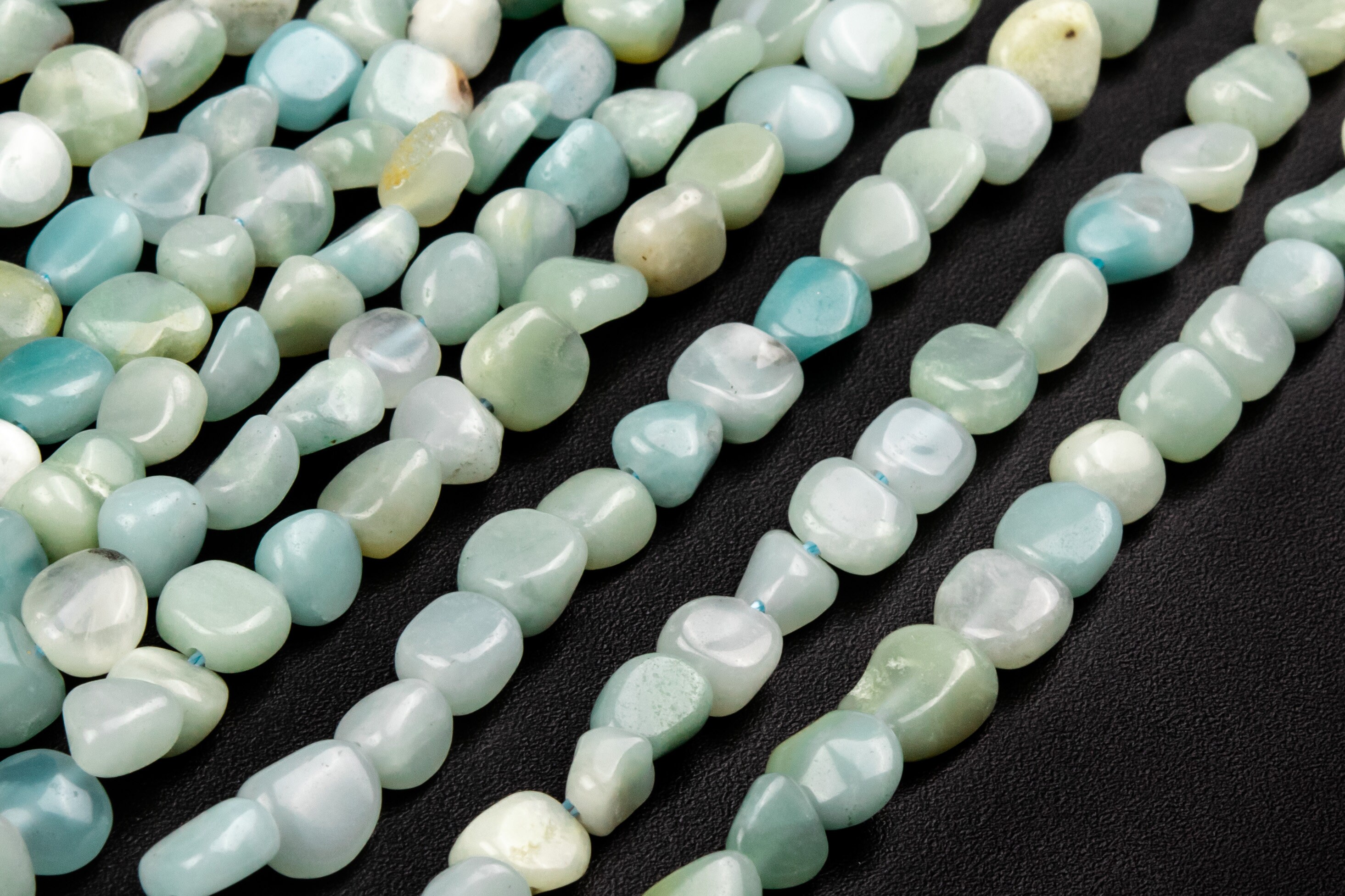 Genuine Natural Amazonite Gemstone Beads 7-9mm Blue Green Pebble Nugget A Quality Loose Beads (108437)