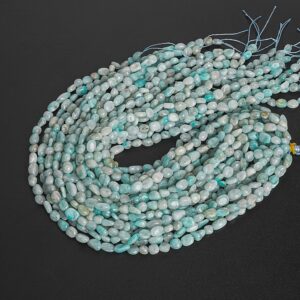 Genuine Natural Green Amazonite Loose Beads Pebble Chips Shape 7-9mm