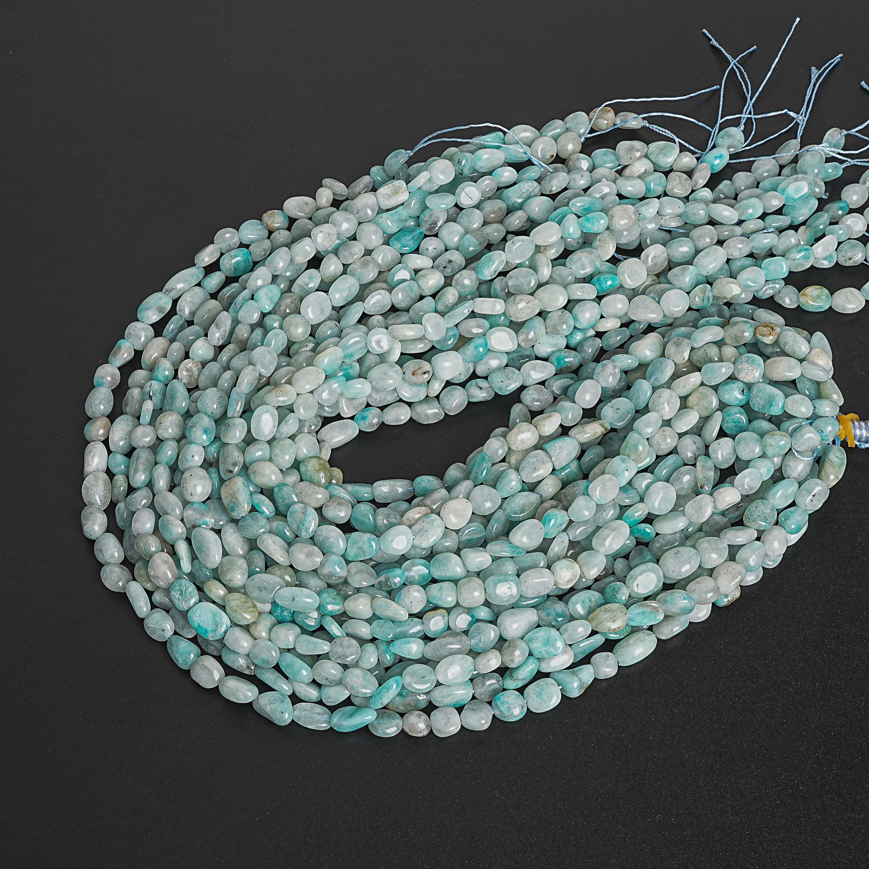 Genuine Natural Green Amazonite Loose Beads Pebble Chips Shape 7-9mm