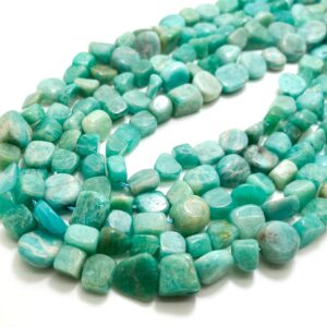 Green Amazonite Beads, Natural Amazonite Polished Nugget Pebble Round Barrel Gemstone Beads - Pg318