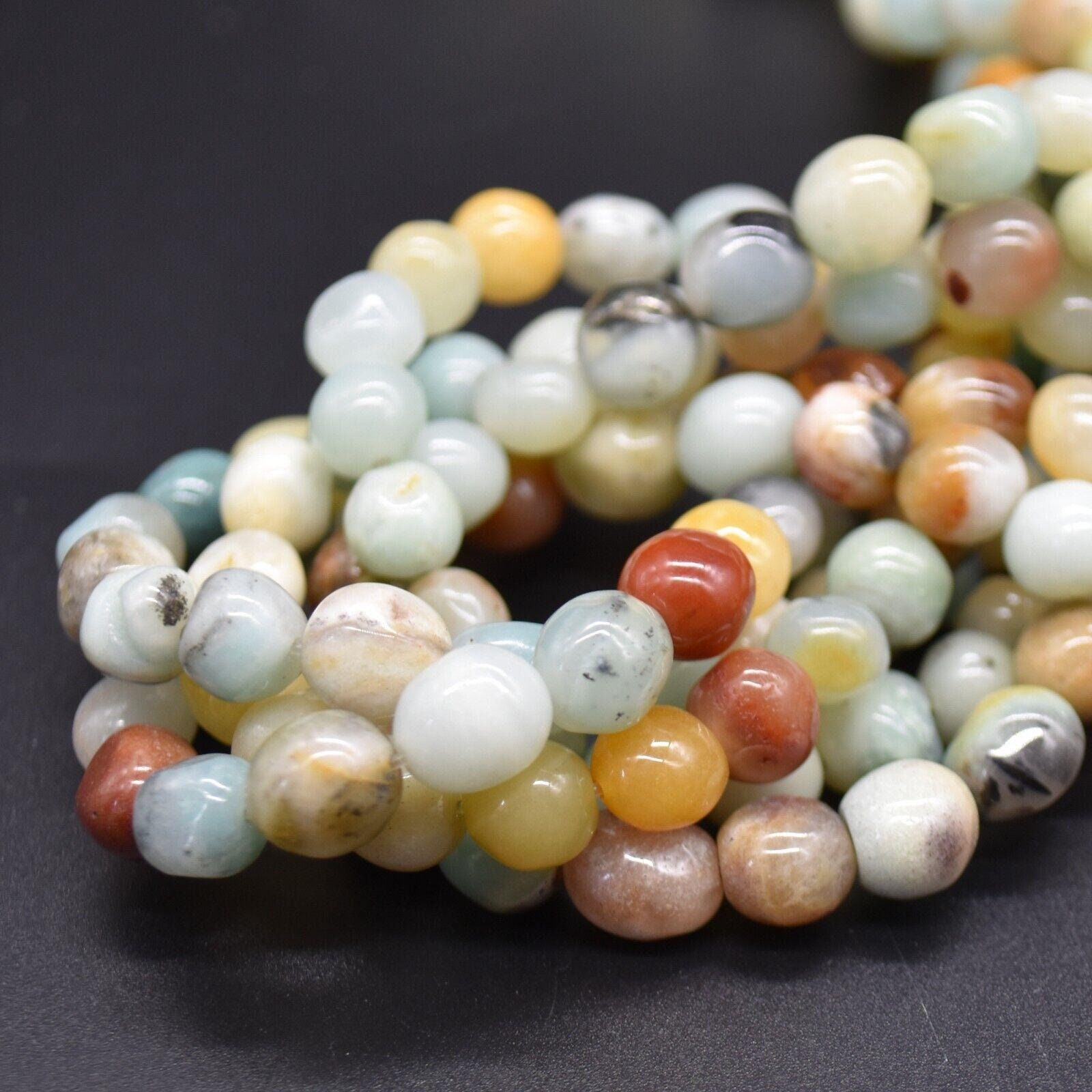 Multi-colour Amazonite Gemstone Tumblestone Nugget Pebble Beads - 7mm - 10mm - 15" Strand