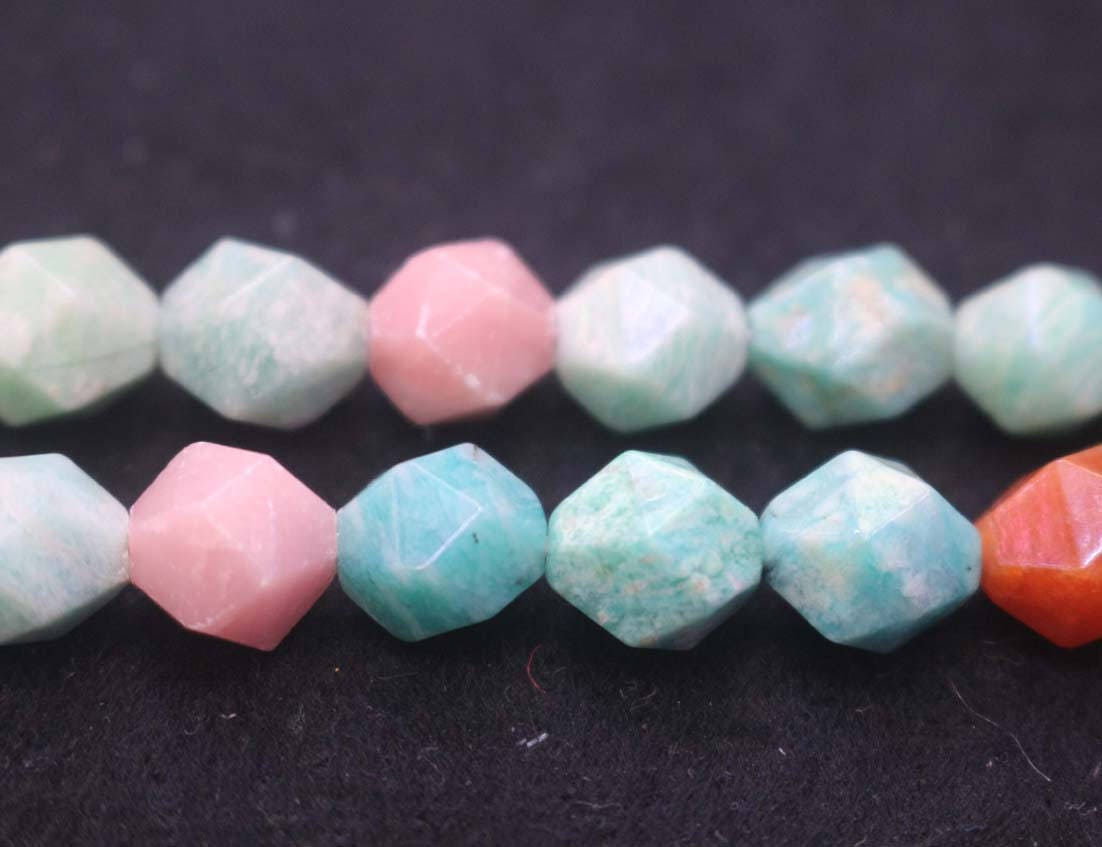 Natural Aa Faceted Amazonite Nugget Beads,amazonite Beads,6mm 8mm 10mm 12mm Star Cut Faceted Beads,one Strand 15"