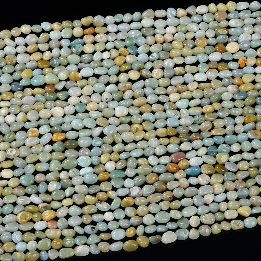 Natural Blue Brown Amazonite Gemstone Pebble Nugget 4-6mm 7-9mm Loose Beads (d413)