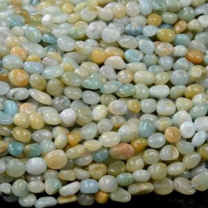 Natural Blue Brown Amazonite Gemstone Pebble Nugget 4-6MM 7-9MM Loose Beads (D413)
