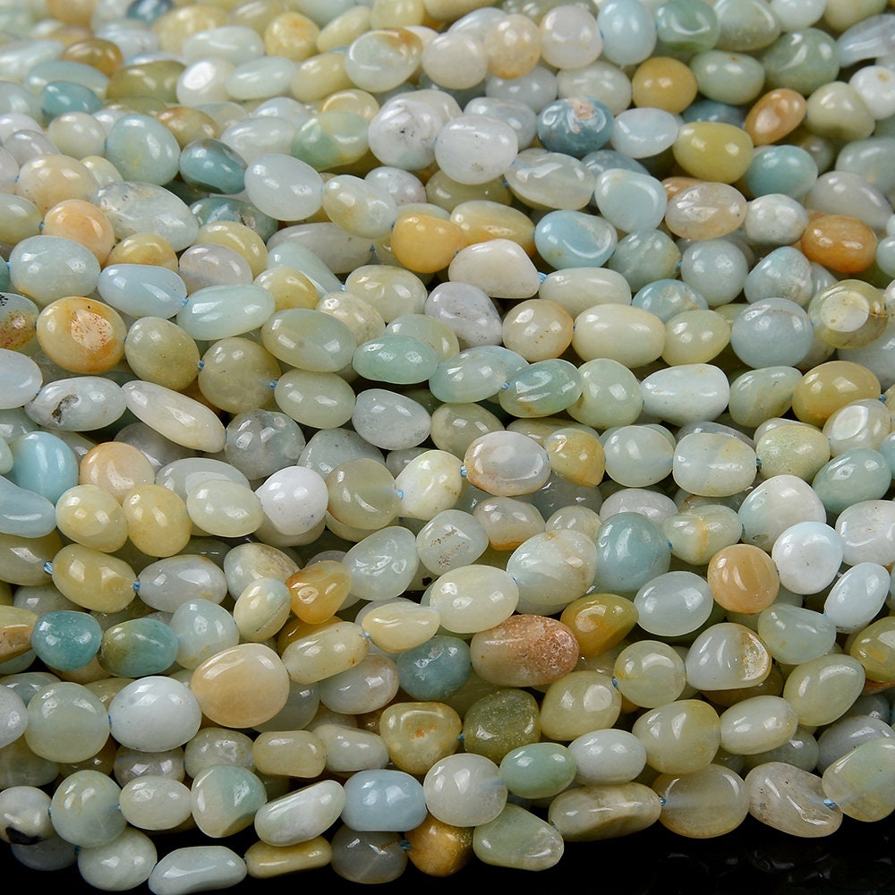Natural Blue Brown Amazonite Gemstone Pebble Nugget 4-6mm 7-9mm Loose Beads (d413) Natural Blue Brown Amazonite Gemstone Pebble Nugget 4-6mm 7-9mm Loose Beads (d413)