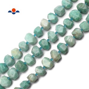 Natural Green Amazonite Faceted Nugget Chunk Beads Approx 13x20mm 15.5" Strand