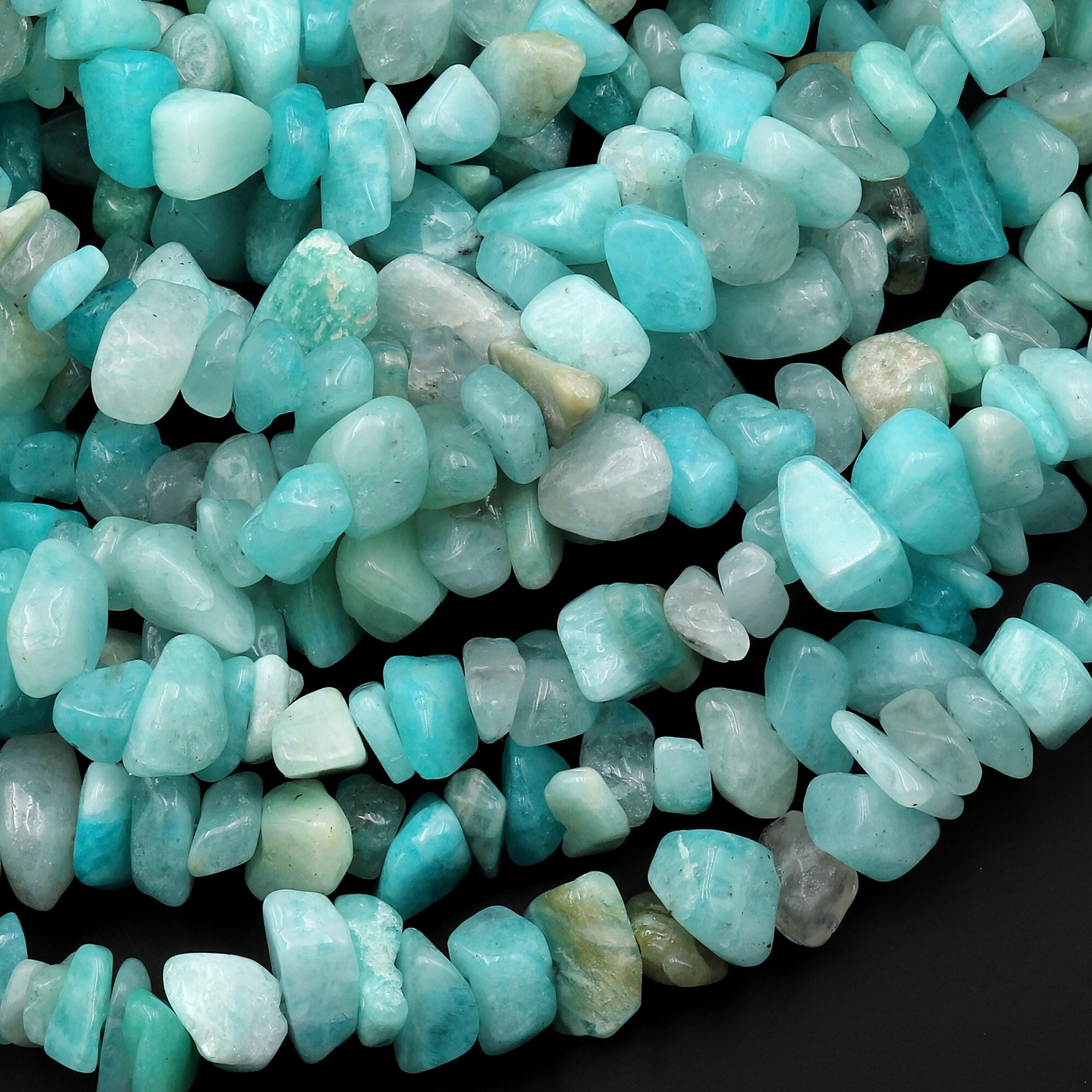 Natural Peruvian Amazonite Freeform Pebble Chip Beads 15.5" Strand Natural Peruvian Amazonite Freeform Pebble Chip Beads 15.5" Strand