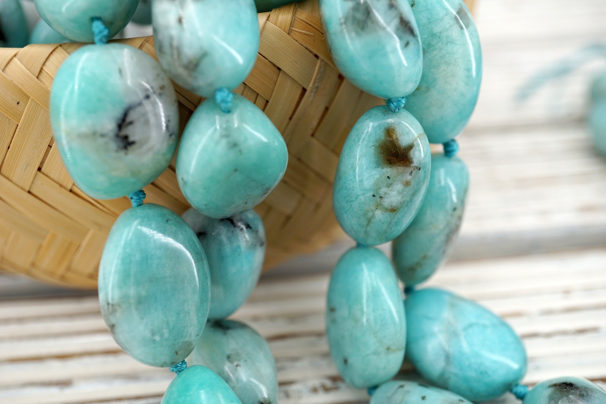 Amazonite Pebble Beads,(etb00778) Peruvian Gemstone Jewelry (15-19mm)