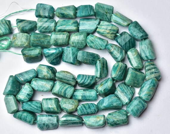 Rare Amazonite Nuggets Beads - 7.5 Inches - Natural Beautiful Big Amazonite Faceted Nuggets Stone - Size Is 14-17mm #2195 Rare Amazonite Nuggets Beads - 7.5 Inches - Natural Beautiful Big Amazonite Faceted Nuggets Stone - Size Is 14-17mm #2195