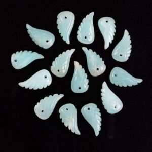 18mm Carved Blue Amazonite Angel Wing Earrings Loose Bead (both Sides Carved) 18mm Carved Blue Amazonite Angel Wing Earrings Loose Bead (both Sides Carved)
