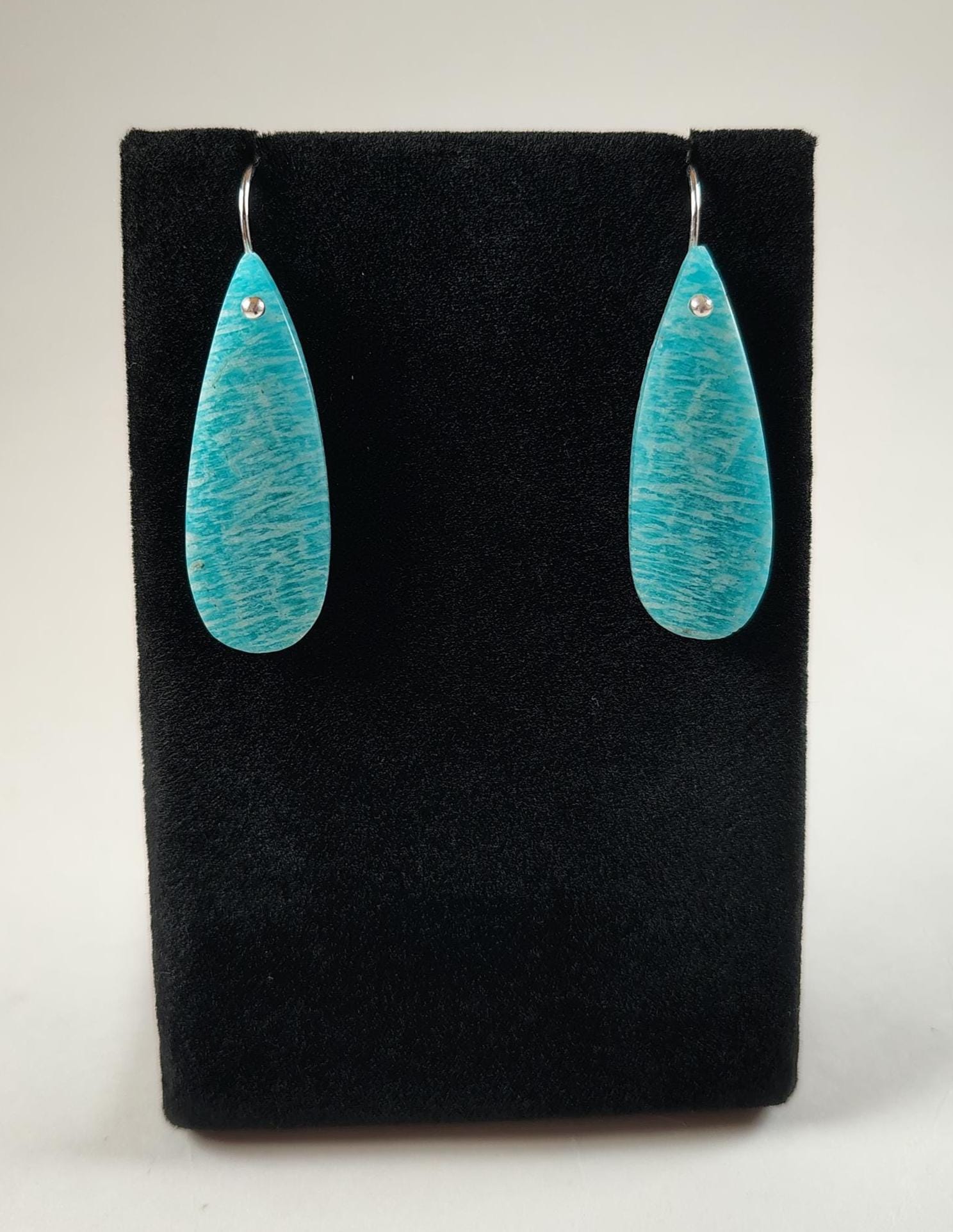 Amazonite And Sterling Silver Earrings Handmade By Chris Hay